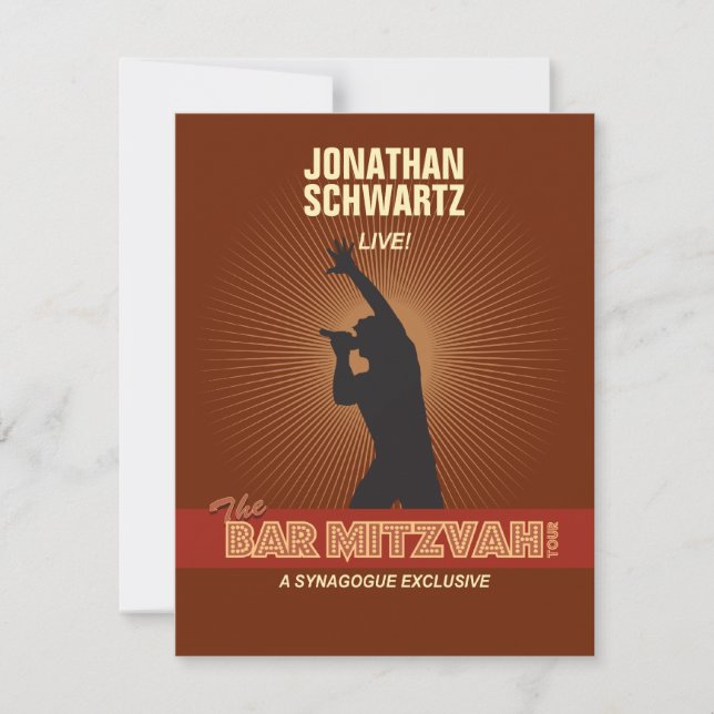 Cartons Réponse Rock Star Bar Mitzvah Reply Card en Brown (Devant)