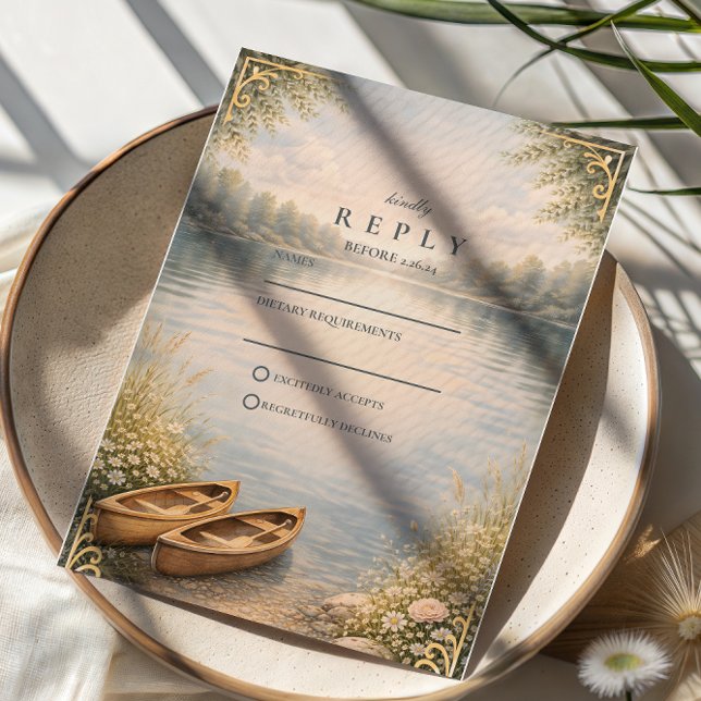 Cartons Réponse Romantic Canoe Lake Forest Wedding (Créateur téléchargé)