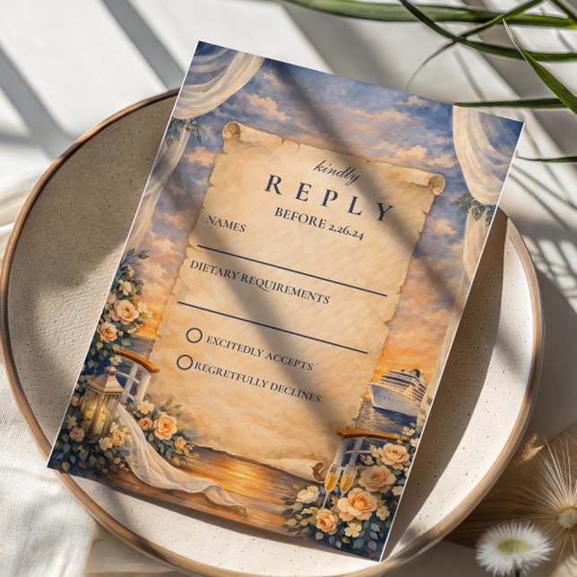 Cartons Réponse Romantic Cruise Sunset Wedding (Créateur téléchargé)