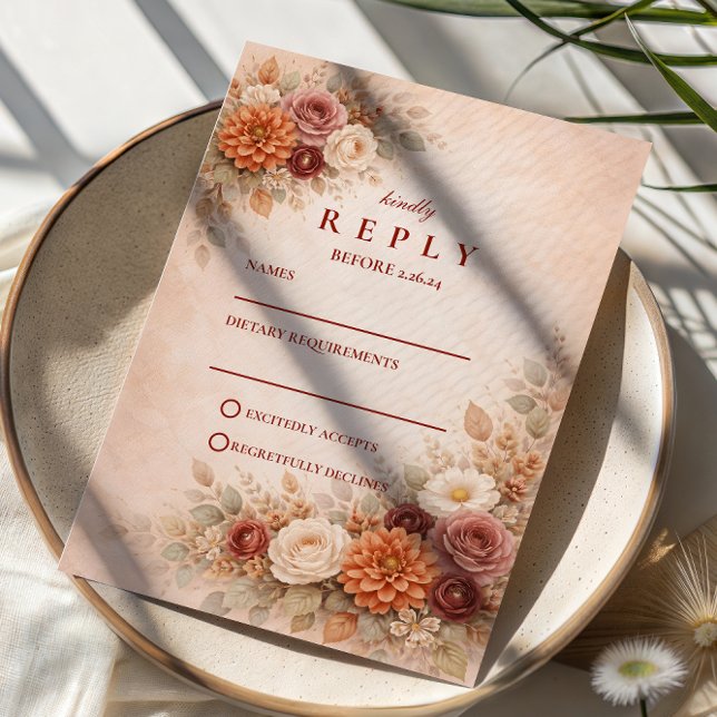 Cartons Réponse Romantic Fall Floral Wedding (Créateur téléchargé)