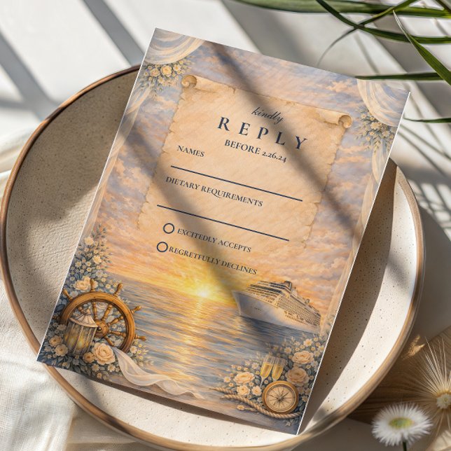 Cartons Réponse Romantic Seaside Cruise Wedding (Créateur téléchargé)