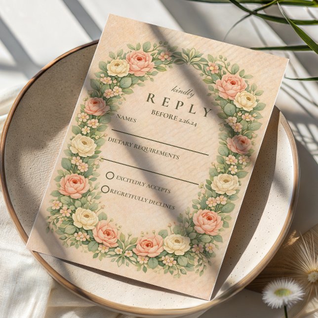 Cartons Réponse Romantic Vintage Rose Arch Wedding (Créateur téléchargé)