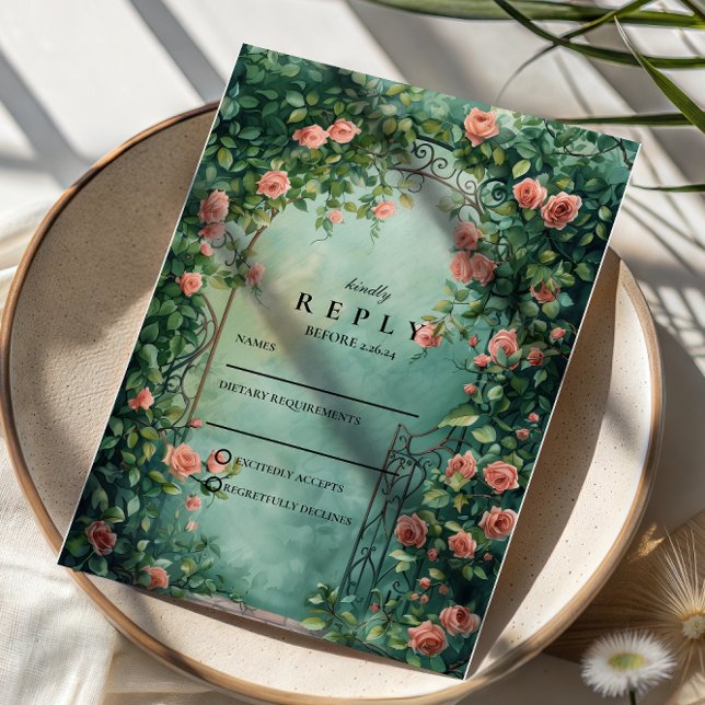 Cartons Réponse Romantic Vintage Rose Gate Wedding (Créateur téléchargé)