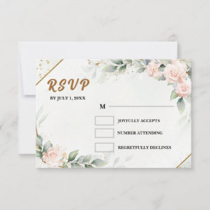 Cartons Réponse Romantique Blush Floral Eucalyptus Mariage