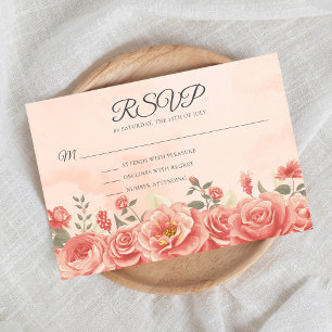 Cartons Réponse Romantique Corail Roses Pêcher Jardin Mariage