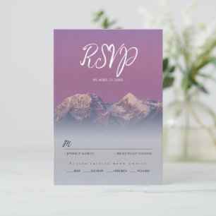 Cartons Réponse Romantique coucher de soleil violet montagnes enne