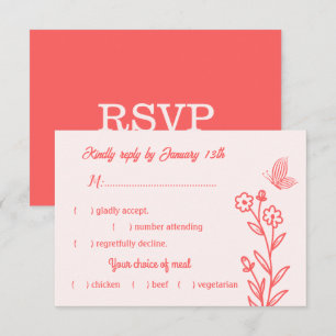 Cartons Réponse Romantique élégant corail rose mariage floral