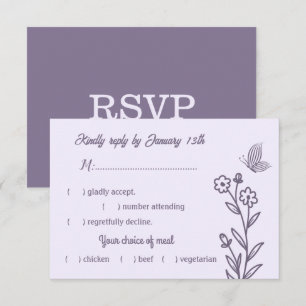 Cartons Réponse Romantique élégant mariage floral mauve