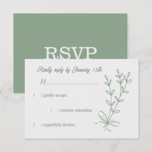 Cartons Réponse Romantique élégant mariage floral vert sauge