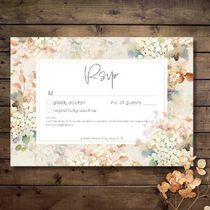Cartons Réponse Romantique Neutre Vintage Hydrangeas Mariage