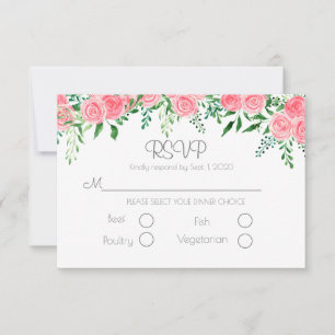 Cartons Réponse Romantique rose Floral Verdure Typographie Mariage