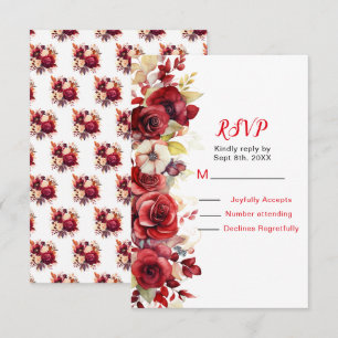 Cartons Réponse Romantique Roses Rouges Mariage Floral