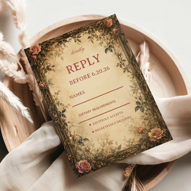 Cartons Réponse Rose Botanique Vintage (Créateur téléchargé)