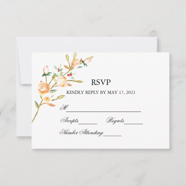 Cartons Réponse Rose et Berry Mariage de tiges d'aquarelle (Devant)