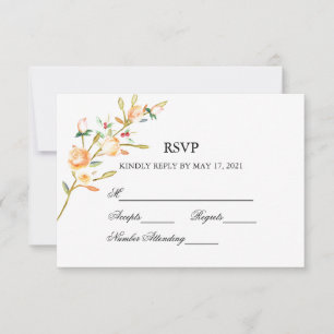 Cartons Réponse Rose et Berry Mariage de tiges d'aquarelle