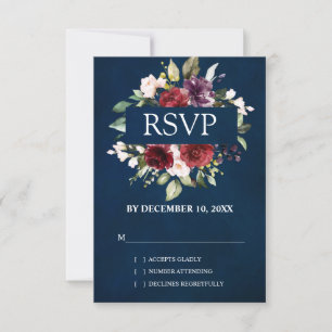 Cartons Réponse Rose florale rouge burgundy blush aquarelle romant