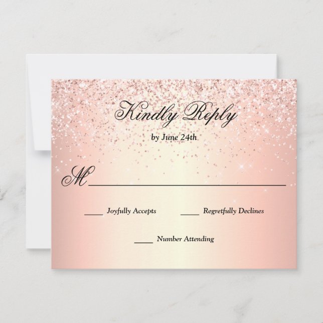 Cartons Réponse Rose Gold Faux Parties scintillant Sparkle (Devant)