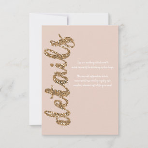 Cartons Réponse Rose Gold Pailleté Blush Détails de Mariage Glamou