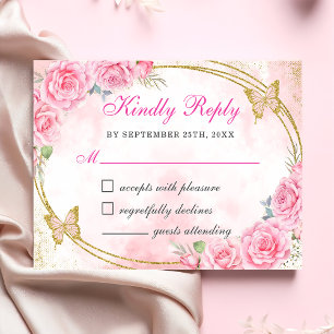 Cartons Réponse Rose Gold Quinceanera Miss Quince 15 Anos Annivers