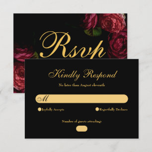 Cartons Réponse Rose gothique élégant Moody Floral Black Mariage