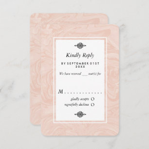 Cartons Réponse Rose marbré Élégant mariage vintage  marbré