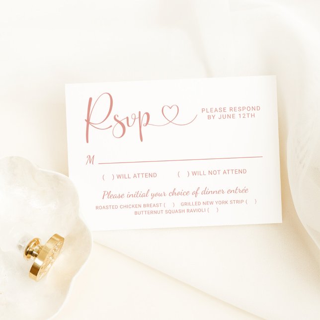 Cartons Réponse Rose moderne Gold Heart Calligraphie Script Mariag (Créateur téléchargé)