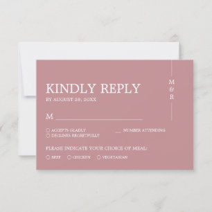 Cartons Réponse Rose moderne simple Dusty Mariage