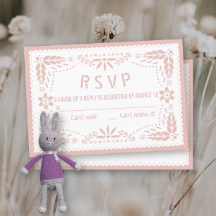 Cartons Réponse Rose or et blanc papillon picado bébé douche