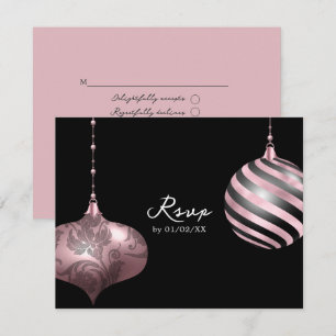 Cartons Réponse Rose pâle, or Rose et Mariage de Noël noir
