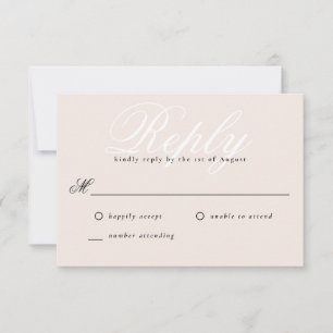 Cartons Réponse Rose pâle Simple Moderne Élégant Monogramme minima