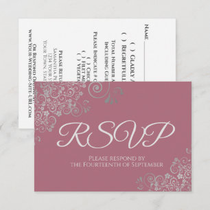 Cartons Réponse Rose Poussiéreux Mauve Rose Élégant Mariage Dentel