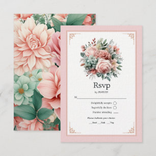 Cartons Réponse Rose Poussiéreux, Vert Menthe, et Mariage Floral R
