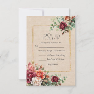 Cartons Réponse Rose romantique Floral Eucalyptus Mariage