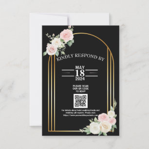 Cartons Réponse Rose rose et blanc  fleurit Mariage
