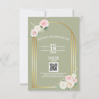 Cartons Réponse Rose rose et blanc  fleurit Mariage