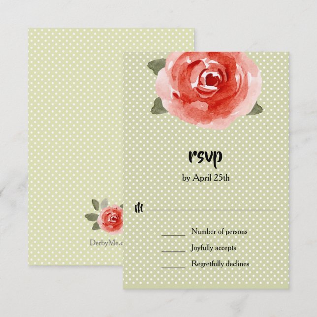 Cartons Réponse Rose Rouge Florale (Devant / Derrière)