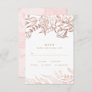 Cartons Réponse Rose simple cuivre or Élégant Mariage floral