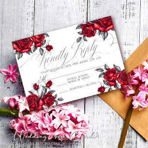 Cartons Réponse Rose simple élégant Tatoo Mariage floral