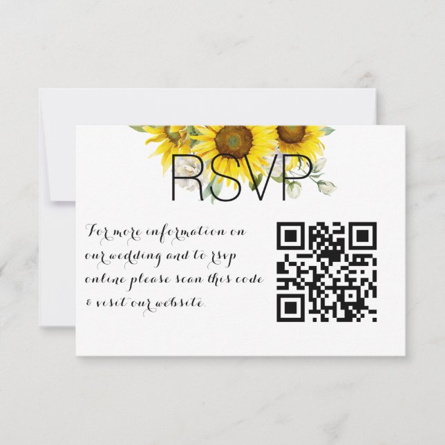 Cartons Réponse Rose sunflower QR photo wedding Response Card (Devant)