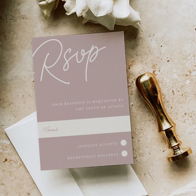 Cartons Réponse Rose Taupe | Script filigrane traditionnel (Créateur téléchargé)