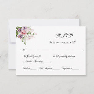 Cartons Réponse Rose Violet Vert Floral Élégant Formel Mariage