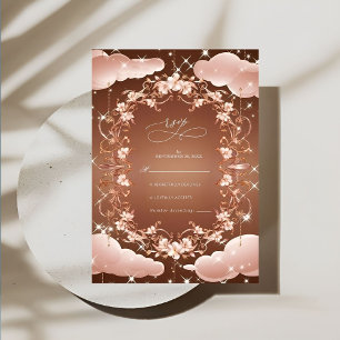 Cartons Réponse Rose Whimsical Gold Ornate Floral Mariage