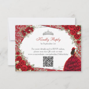 Cartons Réponse Roses aquarelle rouges et argent Quinceañera rouge