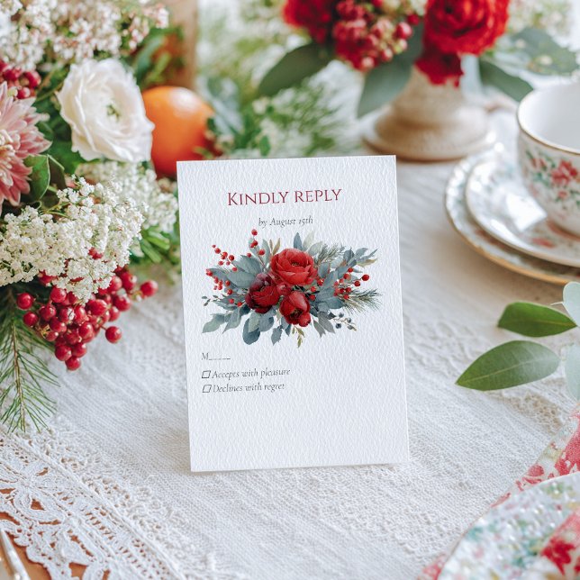 Cartons Réponse Roses aquarelles Bourgogne & blush (Créateur téléchargé)