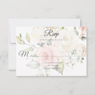Cartons Réponse Roses aquarelles roses et blanches pour mariage  