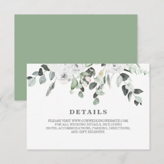 Cartons Réponse Roses blanches et verdure mariage florale Détails