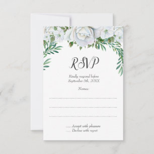 Cartons Réponse Roses blanches Mariage de feuillage