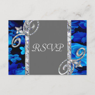 Cartons Réponse Roses Bleus brillants et Mariage Diamants CST2