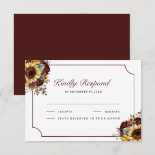 Cartons Réponse Roses de Bourgogne Tournesols Mariage