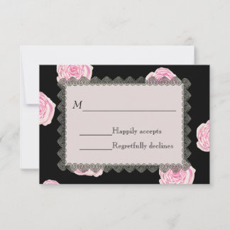 Cartons Réponse Roses de chou rose et Mariage de dentelle noire